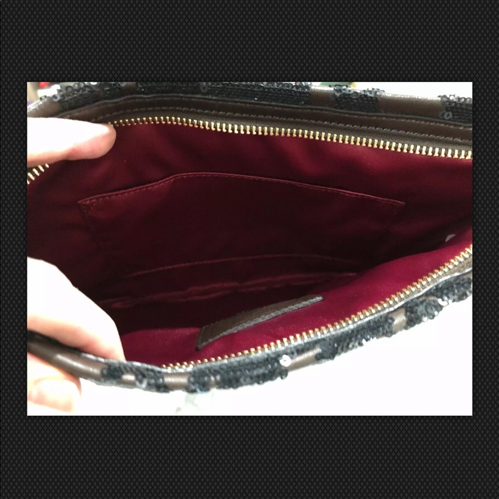 Coach Madison Leather Sequin Ocelot Zip Clutch - Picture 6 of 8